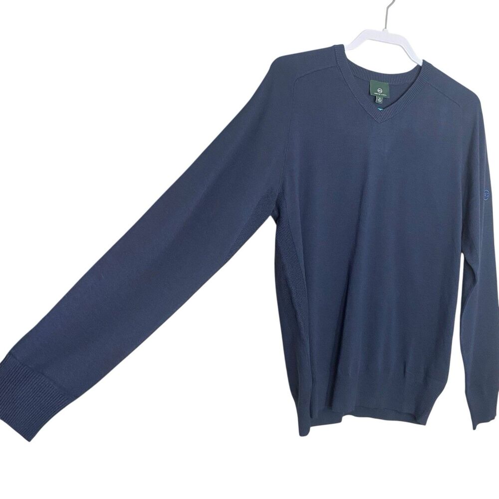 AG Adriano Goldschmied Sweater Mens M Navy Blue V-Neck Vented Golf Preppy NEW - Picture 6 of 10